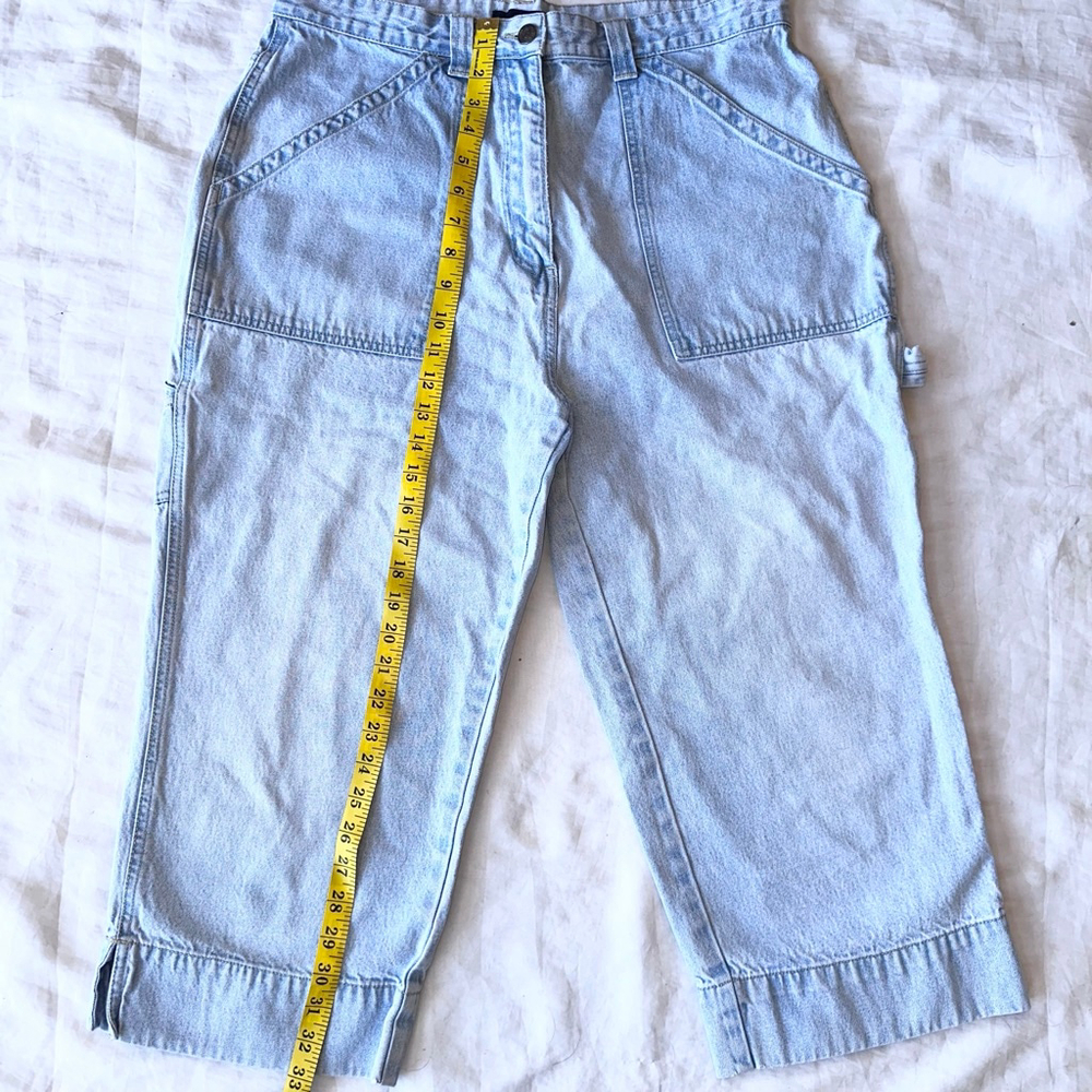 Vintage 1980s Women's Size 14 Bill Blass Jeans Capris Acid Wash Wide Leg Jeans - Picture 6 of 7